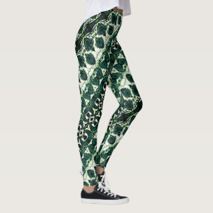 Wiederholtes raues Smaragdgrün unter weißer Textur Leggings