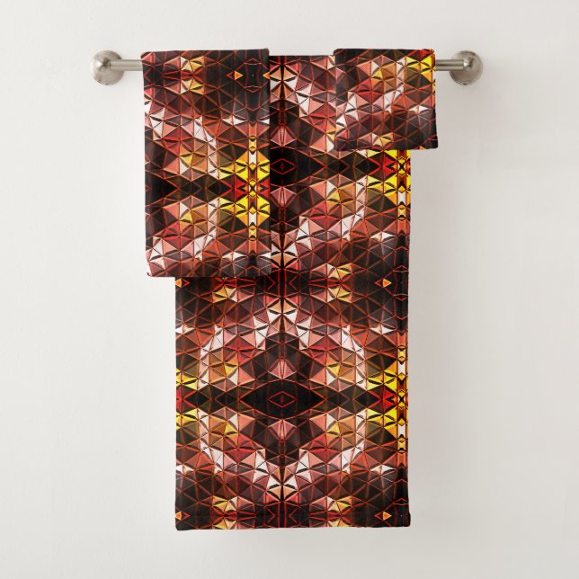 Wiederholtes rotes Dreieck, das seltsame Formen er Badhandtuch Set (Insitu)