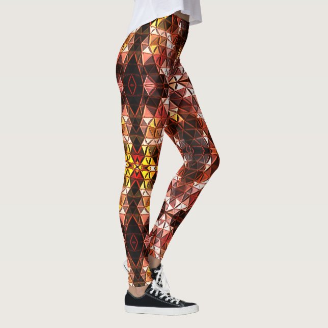 Wiederholtes rotes Dreieck, das seltsame Formen er Leggings (Rechts)