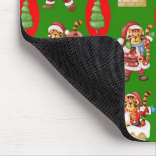 Wiederholtes Weihnachtsmuster mit Tigern als Sa Mousepad