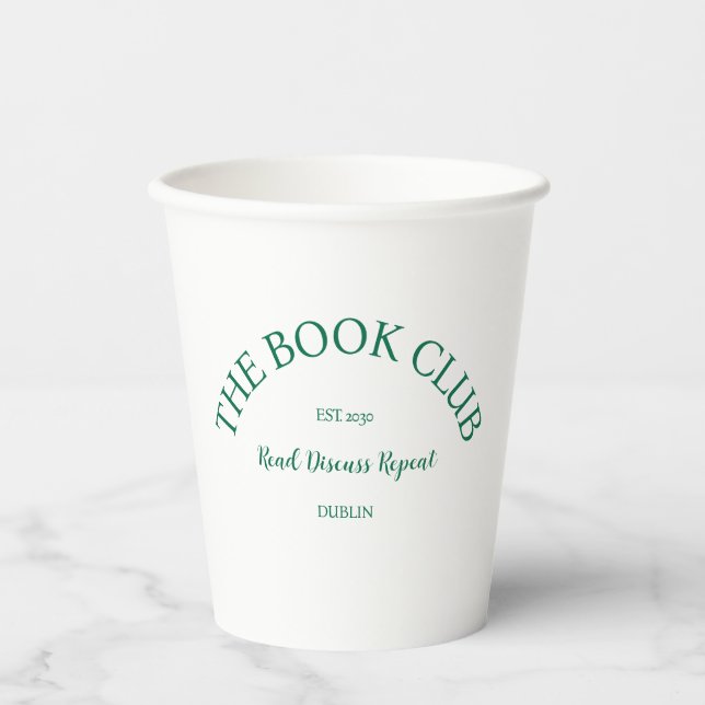 Wiederholung der Buchklub Green Wappen Read-Diskus Pappbecher (Vorderseite)