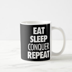 Wiederholung des Sleep Conquer - Motivierend Zitat Kaffeetasse