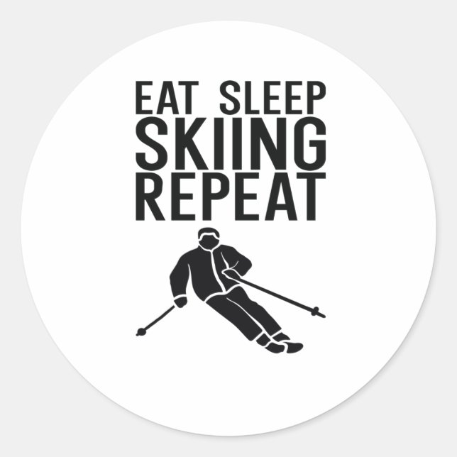 Wiederholung des Sleep Skiings essen Runder Aufkleber (Vorderseite)