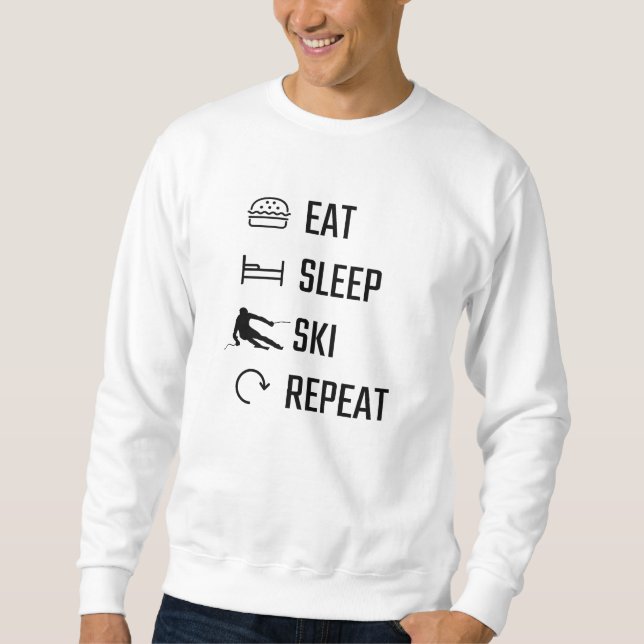 Wiederholung des Sleep Skiings essen Sweatshirt (Vorderseite)