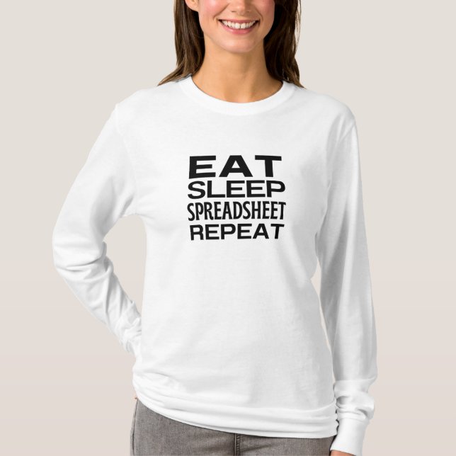 Wiederholung des Sleep Spreadsheet T-Shirt (Vorderseite)