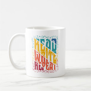 Wiederholung von farbenfrohen Schreibvorgängen Kaffeetasse