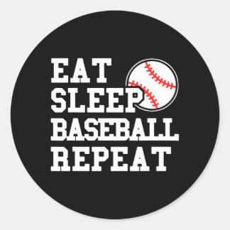 Wiederholung von Schlaf-Baseball Runder Aufkleber