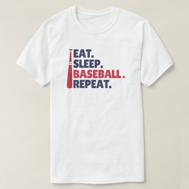 Wiederholung von Schlaf-Baseball T-Shirt (Design vorne)