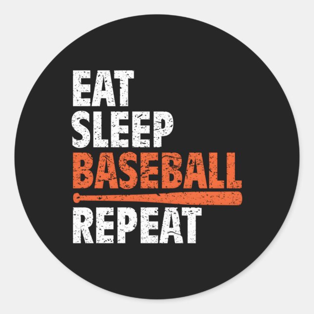 Wiederholung von Schlaf-Baseball-Übungen Runder Aufkleber (Vorderseite)