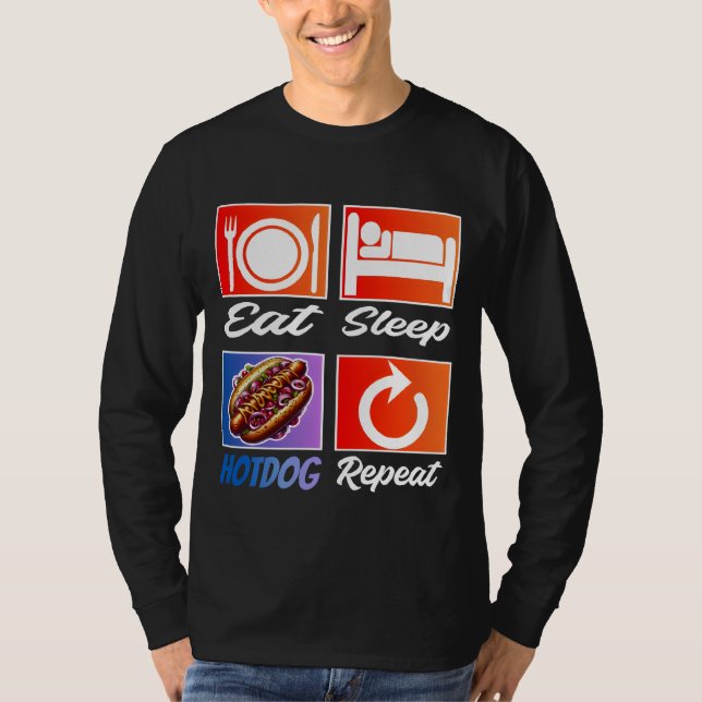 Wiederholung von Schlaf-Hotdog T-Shirt (Vorderseite)