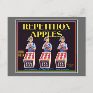 Wiederholungsäpfel Vintage-Label Postkarte