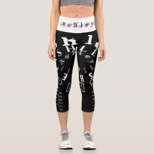 Wiederholungsname 6 Buchstaben Weiß Schwarz HWCL Capri Leggings