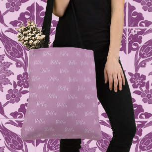 Wiederholungsname in weiß auf Fondant Pink Tasche