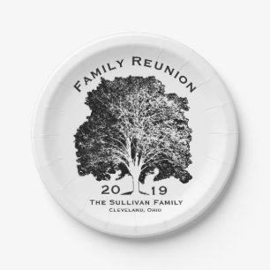 Wiedersehen-Ansammlung-Party der Baumfamilie Perso Pappteller