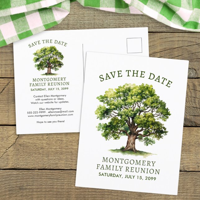 Wiedersehen-Aquarellbaum Save the Date Ankündigungspostkarte (Von Creator hochgeladen)