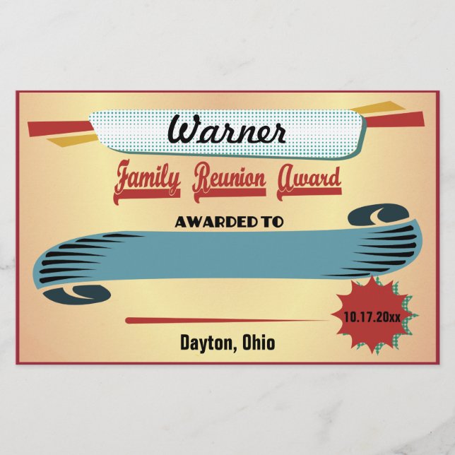 Wiedersehen-Award-Zertifikat der Familie (Vorderseite)