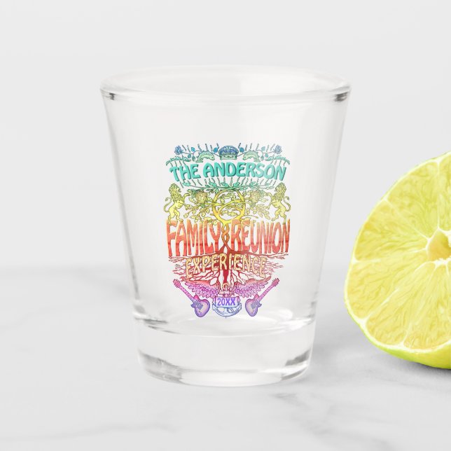Wiedersehen Band Retro 70er Concept Logo Neon Schnapsglas (Vorderseite)
