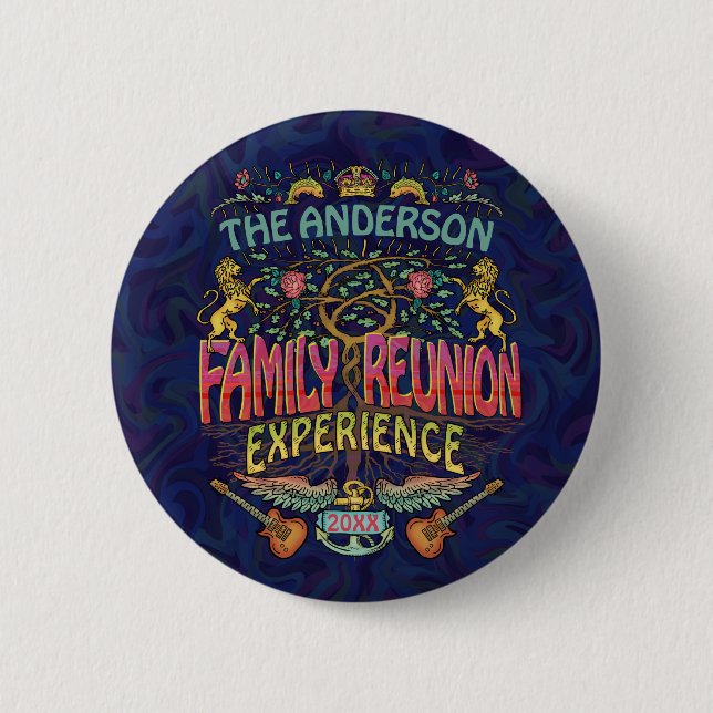 Wiedersehen Band Retro 70er Konzert Logo für Famil Button (Vorderseite)