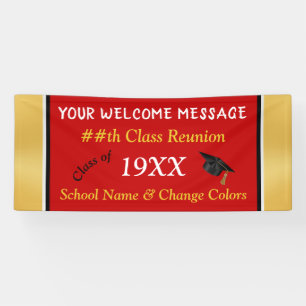 Wiedersehen-Banner in Rot, Gold, Weiß und Schwarz Banner