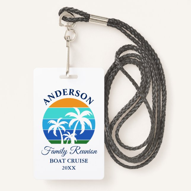 Wiedersehen Beach Palm Tree Cruise Ausweis (Vorderseite mit Schlüsselband)