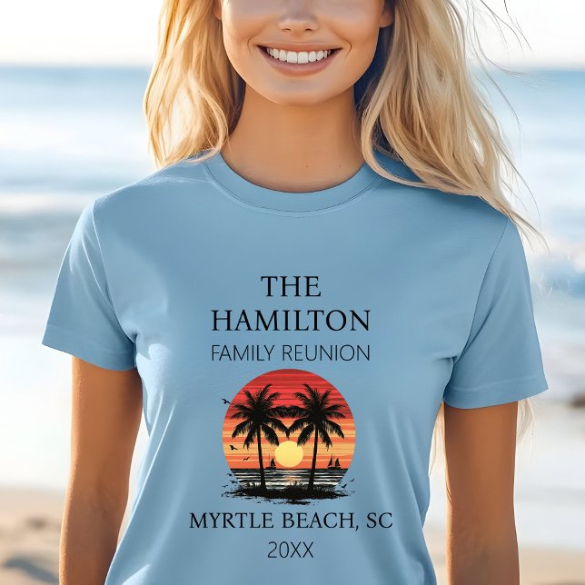 Wiedersehen Beach Shirt (Women's Beach Family Reunion  Custom date and location T-shirt with family names on back)