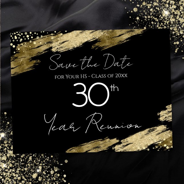 Wiedersehen Black and Gold Elegant Postcard der 30 Postkarte (Von Creator hochgeladen)