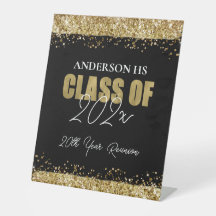 Wiedersehen Black and Gold Glitzer Willkommen