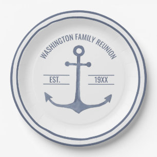 Wiedersehen Blue Anchor Party Plate Pappteller