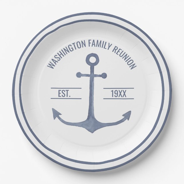 Wiedersehen Blue Anchor Party Plate Pappteller (Vorderseite)