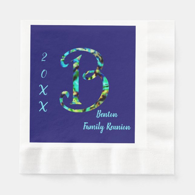 Wiedersehen Blue Krawatte-Farbstoff B Monogramm-An Serviette (Vorderseite)