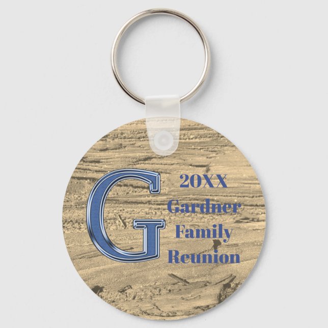 Wiedersehen Blue Letter G Monogram Keepake Schlüsselanhänger (Vorderseite)