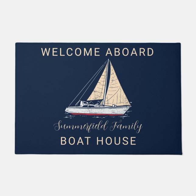 Wiedersehen Boat House Nautical Sailing Custom Fußmatte (Vorderseite)