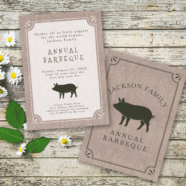 Wiedersehen Brunch Rustisches Vintages Schweinefle Einladung (Von Creator hochgeladen)