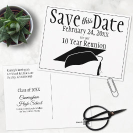Wiedersehen Class Save the Date Black Graduation C Postkarte