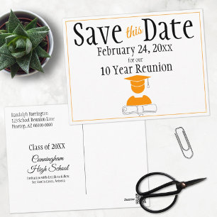 Wiedersehen Class Save the Date Minimal Orange Whi Postkarte