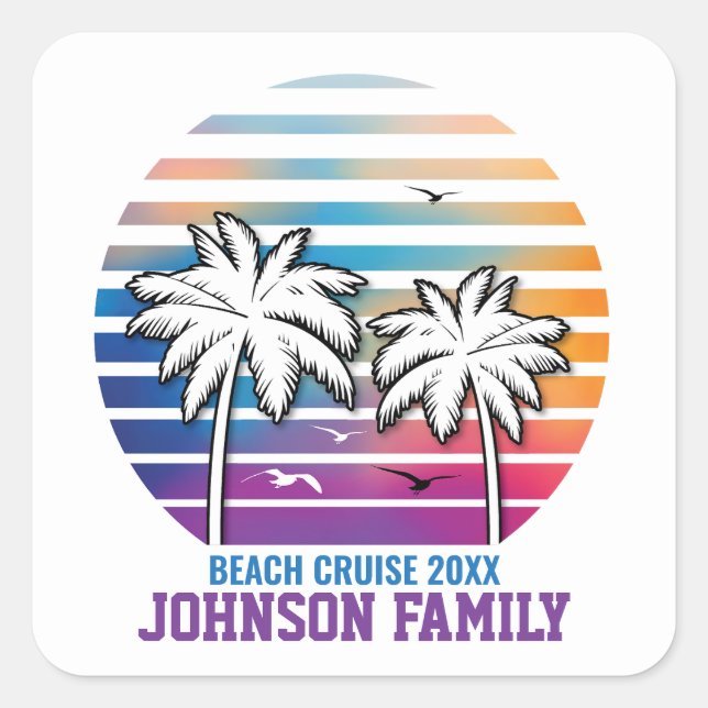 Wiedersehen Custom Cruise Vacation Quadratischer Aufkleber (Vorderseite)