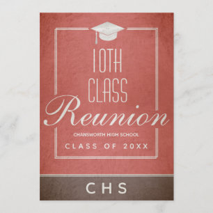 Wiedersehen der 10. Klasse Elegant Script Red Blac Einladung