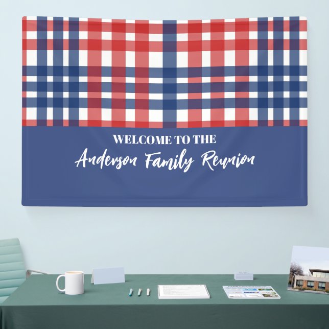 Wiedersehen der Gingham-Familie, Rot, Weiß und Bla Banner (Messe)