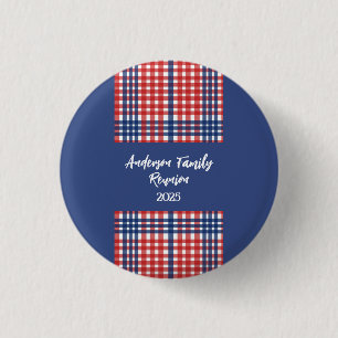 Wiedersehen der Gingham-Familie, Rot, Weiß und Bla Button