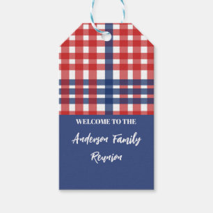 Wiedersehen der Gingham-Familie, Rot, Weiß und Bla Geschenkanhänger