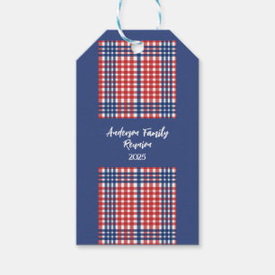 Wiedersehen der Gingham-Familie, Rot, Weiß und Bla Geschenkanhänger
