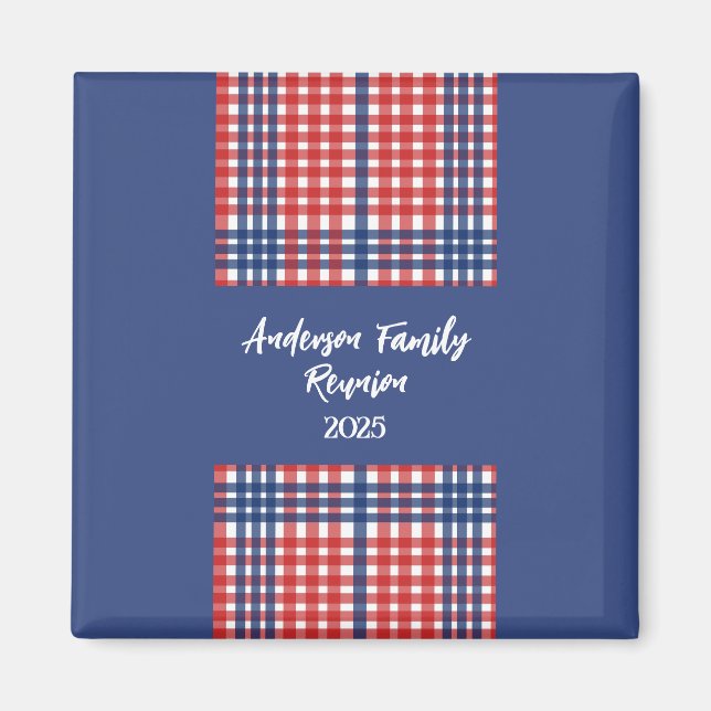 Wiedersehen der Gingham-Familie, Rot, Weiß und Bla Magnet (Vorne)