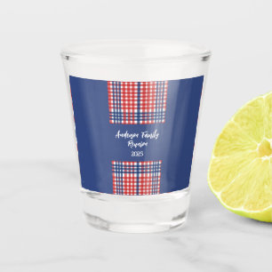 Wiedersehen der Gingham-Familie, Rot, Weiß und Bla Schnapsglas
