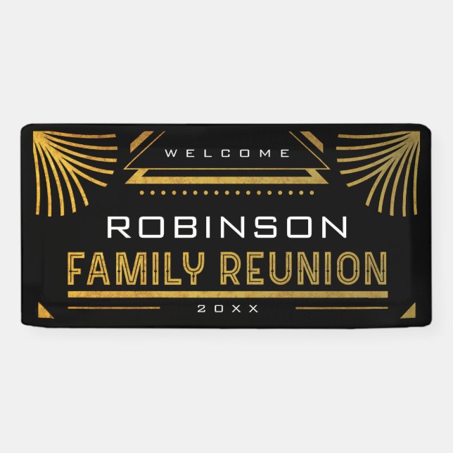 Wiedersehen der Gold Art Deco-Familie Banner (Horizontal)