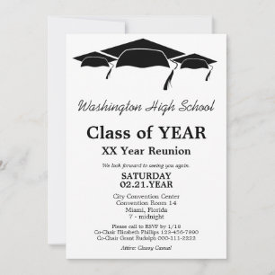 Wiedersehen der Klasse "Black and White Graduation Einladung