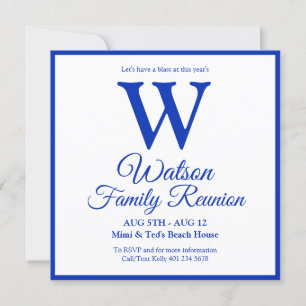 Wiedersehen der modernen Monogram Blue Stripes-Pro Einladung