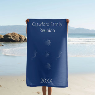 Wiedersehen der Rose Seepferd, Crab und Compass Strandtuch