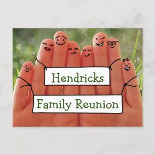 Wiedersehen-Design mit Family-Fingerkuppe Einladungspostkarte