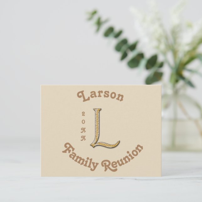 Wiedersehen Einladung Gold Silver Letter L Postkarte (Stehend Vorderseite)