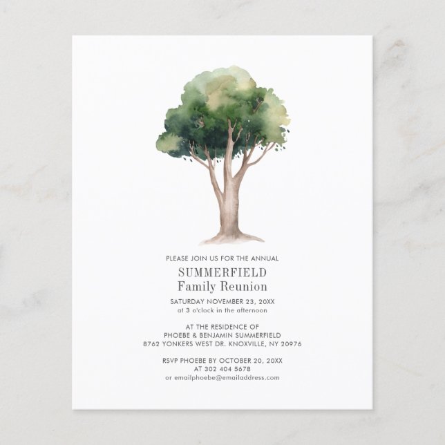 Wiedersehen Einladung zur Aquarellbaum-Familie (Vorderseite)